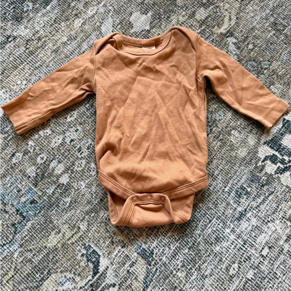Colored Organics Long-Sleeve Cotton Baby One-Piece in Rust